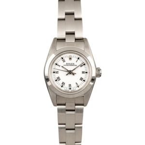 Rolex Ladies Oyster Perpetual 76080 White Roman Dial