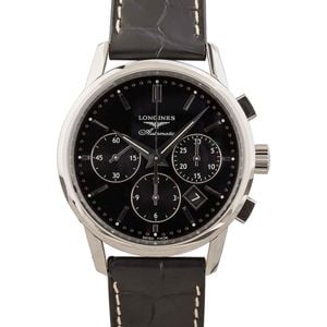 Longines Column-Wheel Chronograph Stainless Steel Black Dial