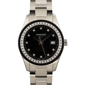 Ladies Longines Conquest Classic Black Diamond Dial