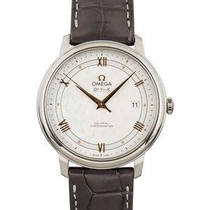 Omega De Ville Prestige Silver Silk Pattern Dial