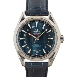 Omega Seamaster Aqua Terra Steel on Blue Leather Strap