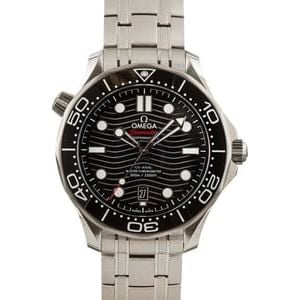 Omega Seamaster Stainless Steel Black Wave Dial