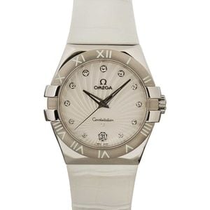 Omega Constellation Steel on White Leather Strap