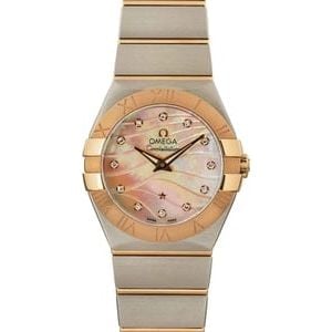 Omega Constellation Gold Mother of Pearl Wavy Diamond Dial