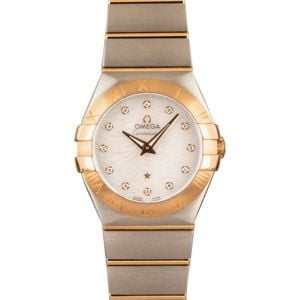 Ladies Omega Constellation Mother Of Pearl Wavy Diamond Dial