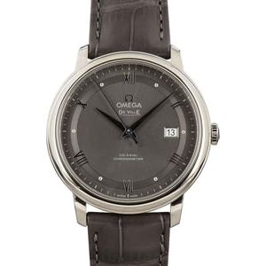 Omega De Ville Prestige Grey Roman Dial & Leather Strap