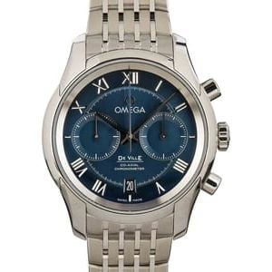 Omega De Ville Prestige Stainless Steel Blue Roman Dial