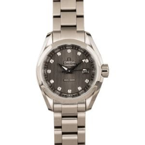 Ladies Omega Seamaster Aqua Terra Grey Teak Diamond Dial