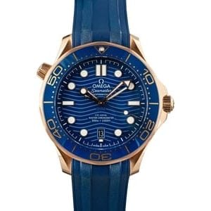 Omega Seamaster Diver 300M Sedna Gold on Rubber Strap