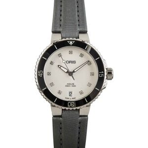 Ladies Oris Aquis Date White Diamond Dial