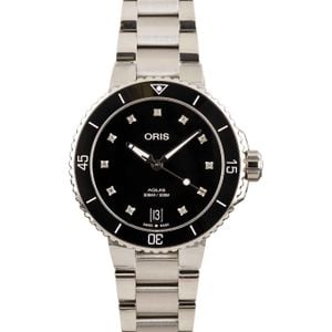 Womens Oris Aquis Date Black Diamond Dial