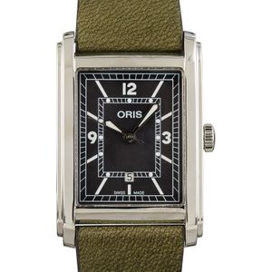 Oris Rectangular Green Dial & Leather Strap