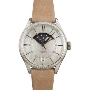 Oris Artelier Grande Lune, Date Diamonds Leather Strap