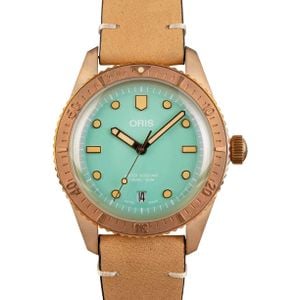 Oris Divers Sixty-Five Bronze Green Dial on Leather Strap