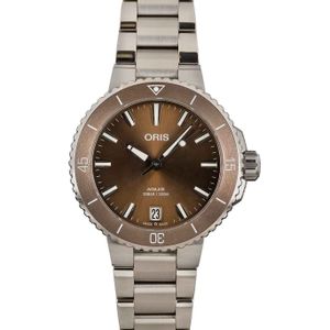 Ladies Oris Aquis Date Brown Dial & Steel Band