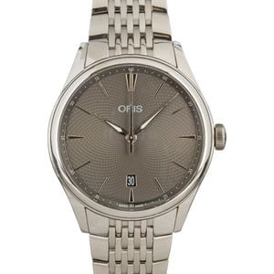 Oris Artelier Date Grey Guilloche Dial