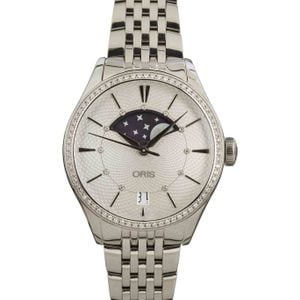 Oris Artelier Grande Lune, Date Diamonds Silver Dial