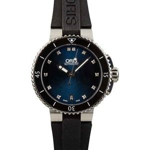 Ladies Oris Aquis Date Blue Diamond Dial