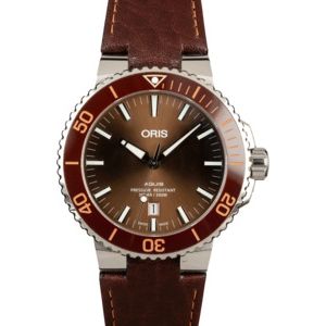 Oris Aquis Date Brown Dial & Leather Strap