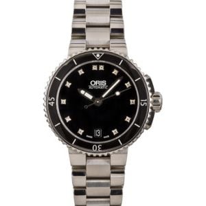 Ladies Oris Aquis Date Black Diamond Dial