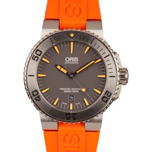 Mens Oris Aquis Date Orange Rubber Strap