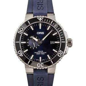 Mens Oris Aquis Small Second, Date Blue Dial & Rubber Strap