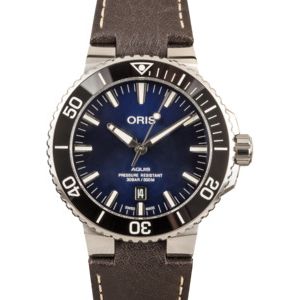 Mens Oris Aquis Date Leather Strap