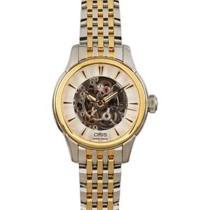 Ladies Oris Artelier Skeleton Steel & Gold