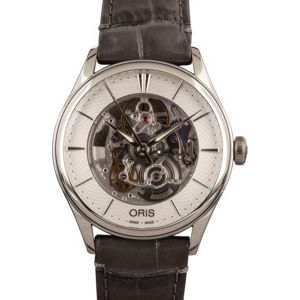 Mens Oris Artelier Skeleton Leather Strap