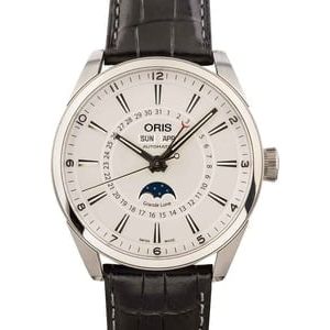 Oris Artix Complication Steel on Black Leather Strap