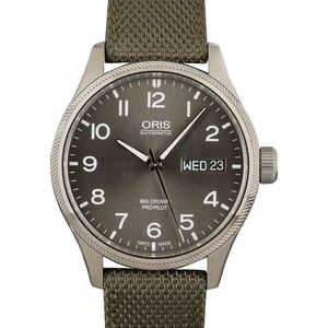 Oris Big Crown ProPilot Big Day Date Steel on Olive Textile Strap