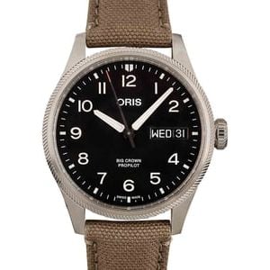 Oris Big Crown ProPilot Big Day Date Black Dial & Olive Textile Strap