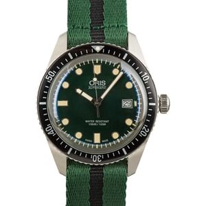 Oris Divers Sixty-Five Steel on Green NATO Strap