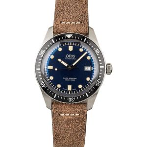 Oris Divers Sixty-Five Blue Dial Leather Strap