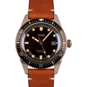 Oris Divers Sixty-Five Black Dial & Leather Strap