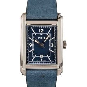 Oris Rectangular Blue Dial & Leather Strap