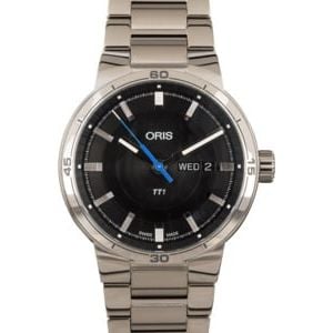 Mens Oris TT1 Day Date Stainless Steel Black Dial