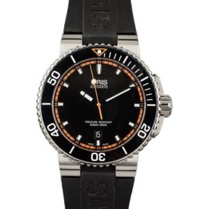 Mens Oris Aquis Date Black Rubber Strap