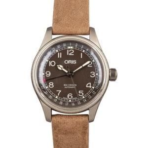 Oris Big Crown Pointer Date Black Dial Leather Strap