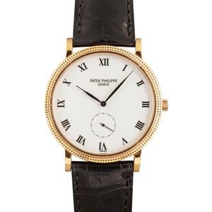 Patek Philippe Calatrava 18k Rose Gold White Roman Dial