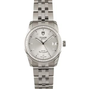 Unworn Tudor Glamour Date 55020 Silver Diamond Dial